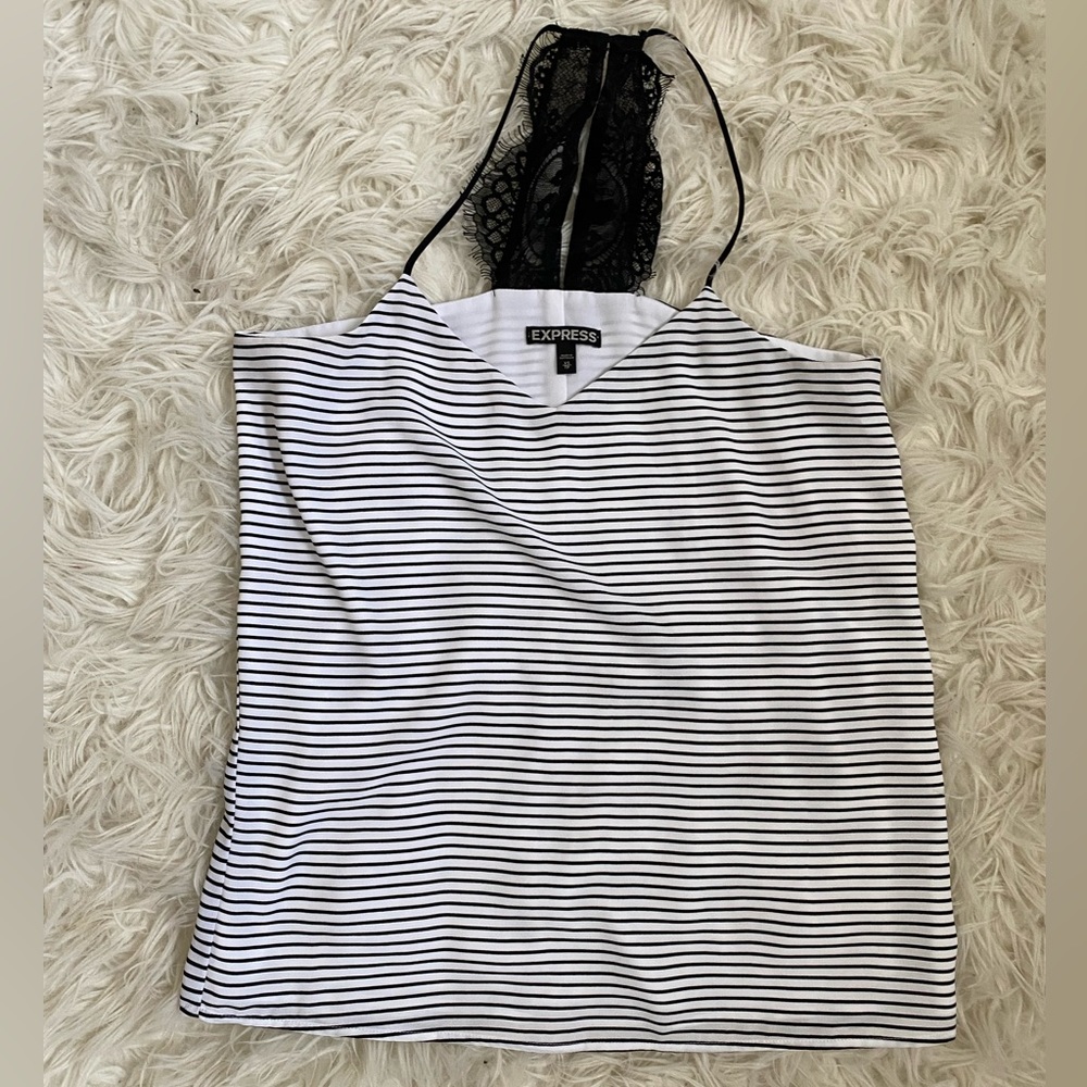 Express tank top size xs stripe black white